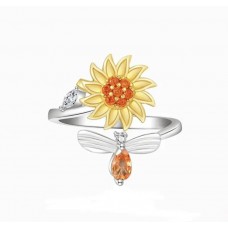 Anillo Ajustable Girasol Luna Giratorio Anti Estrés Regalo